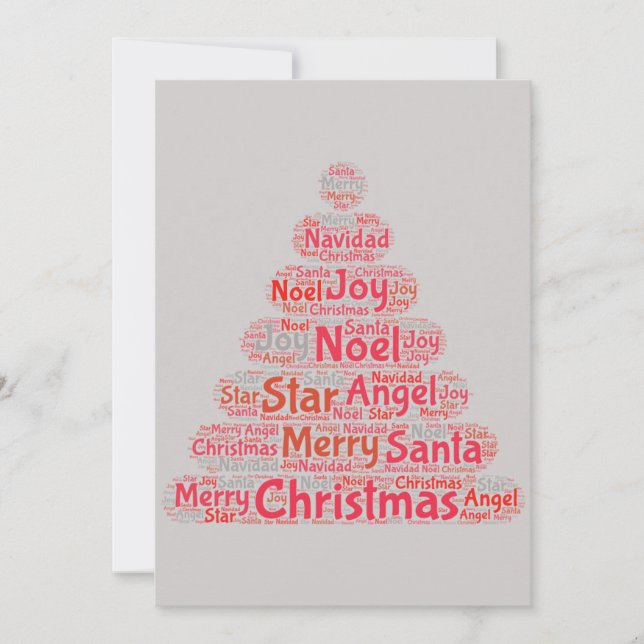 Red Christmas Tree Typography Invitation (Front)
