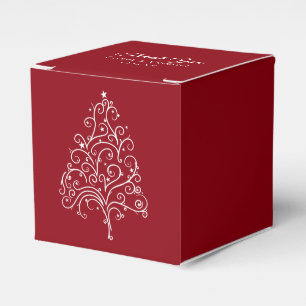 Red Christmas Tree Winter Wedding Favour Box