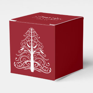 Red Christmas Tree Winter Wedding Favour Box