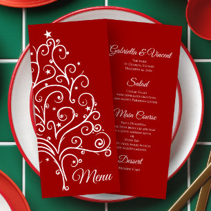 Red Christmas Tree Winter Wedding Menu