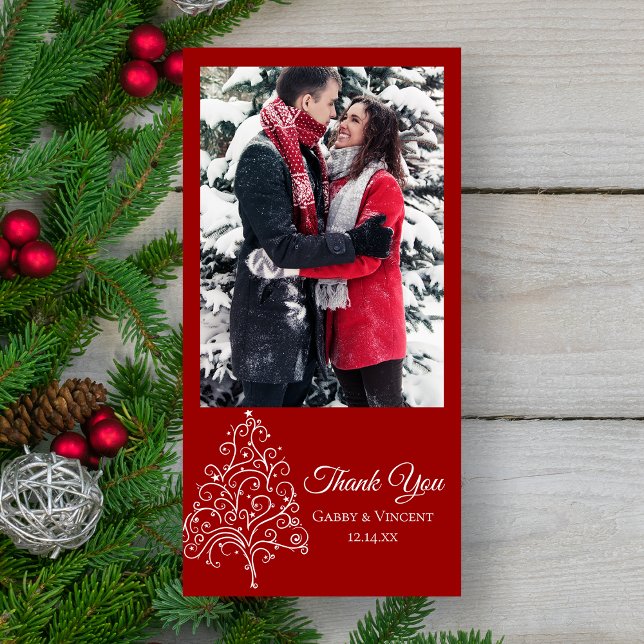 Red Christmas Tree Winter Wedding Thank You (Creator Uploaded)