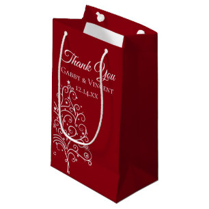 Red Christmas Tree Winter Wedding Thank You Small Gift Bag