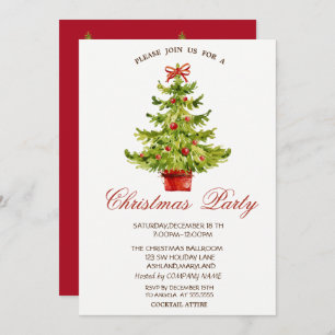 Red  Christmas Trees Company Christmas Party Invitation