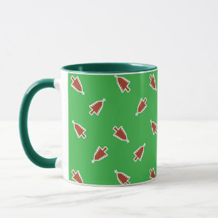 Red Christmas trees pattern green Mug