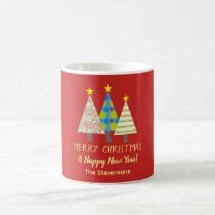 Red Christmas Trees Personalised Coffee Mug