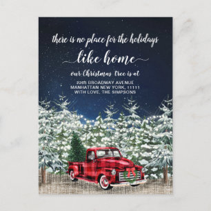 Red Christmas Truck Holiday Moving Announcement Postcard