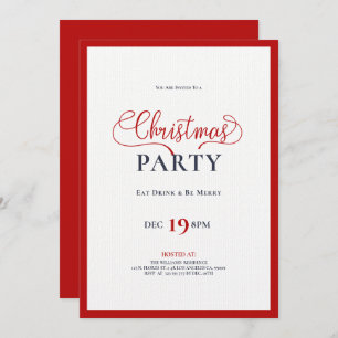 Red Christmas typography dinner party invite