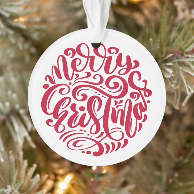 Red Christmas Typography Personalised Photo Ornament (Tree)