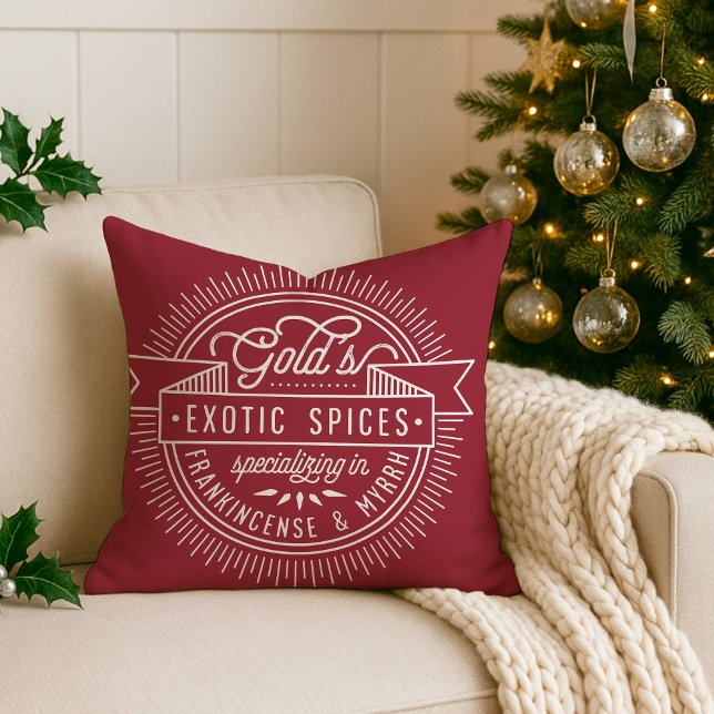 Red Christmas Vintage Logo Grainsack Style Cushion (Creator Uploaded)