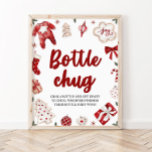 Red Christmas Winter Bottle Chug Baby Shower Sign<br><div class="desc">Red Christmas Winter Bottle Chug Baby Shower Sign</div>