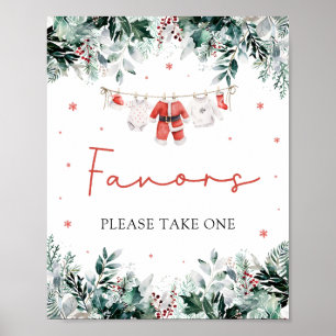 Red Christmas Winter Cute Santa Baby Shower Favour Poster