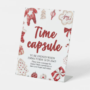 Red Christmas Winter Time Capsule Baby Shower Sign