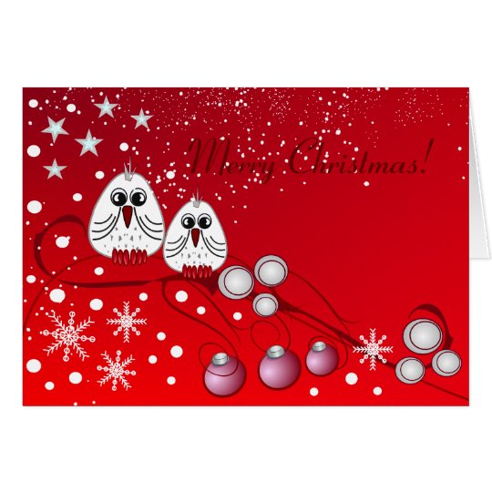 Red christmas with birds card