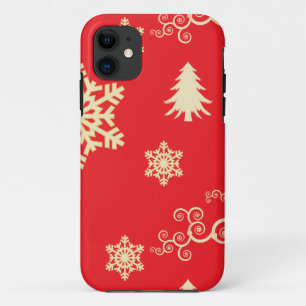 Red Christmas with Cream Snowflakes iPhone 11 Case