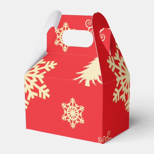Red Christmas with Cream Snowflakes Favour Box (Back Side)
