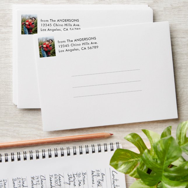 Red Christmas with Photo Return Address Envelope (Stacked)