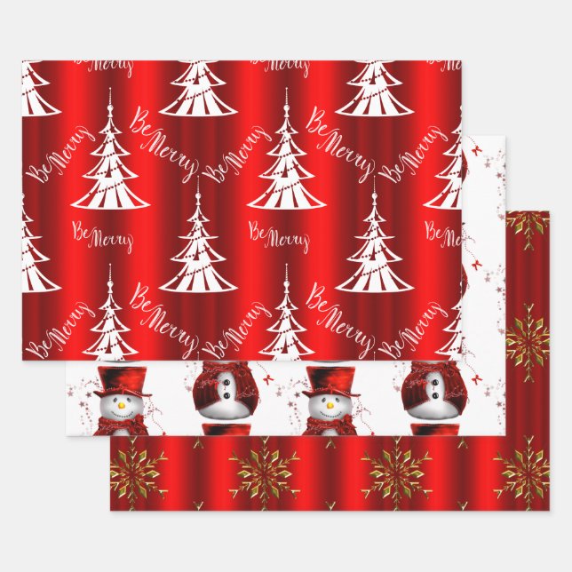 Red Christmas Wrapping Paper Sheet (Set)
