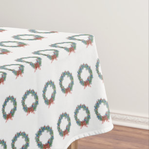 Red Christmas Wreath Blue Ginger Jar Jars Tablecloth