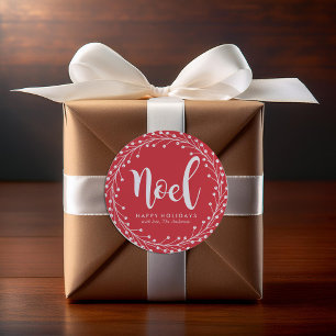 Red Christmas Wreath Classic Round Sticker