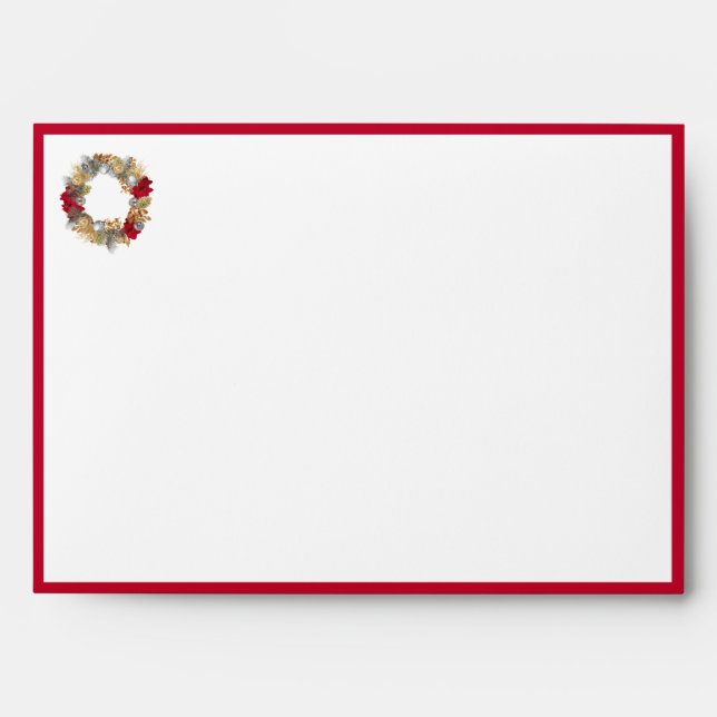 Red | CHRISTMAS WREATH | Festive Holiday Envelope (Front)