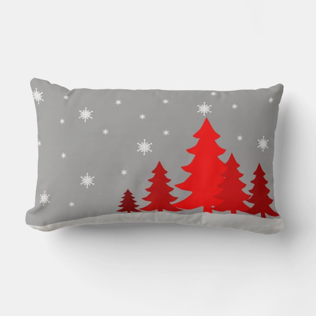 Red Christmastree lumbar pillow (Front)