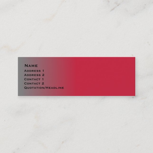 Red Chrome skinny Mini Business Card (Front)