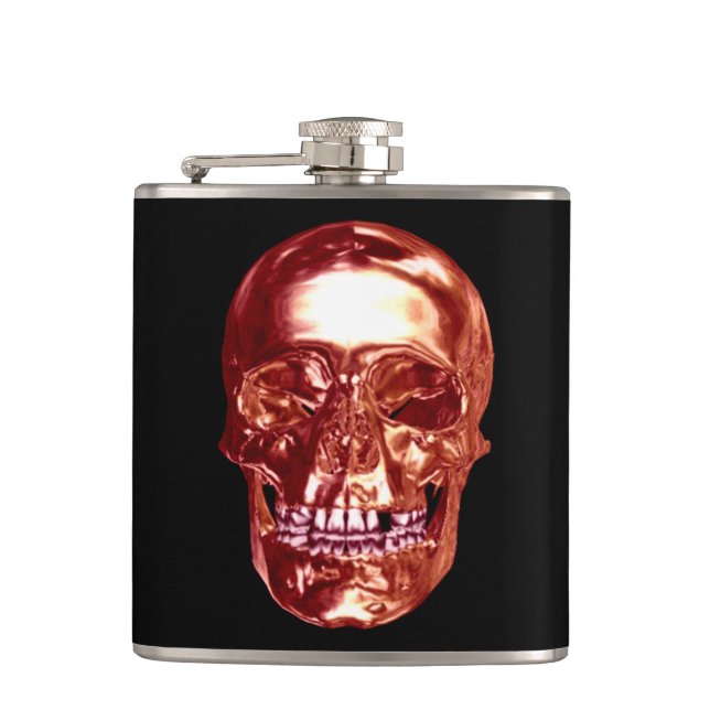 Red Chrome Skull Flask (Front)