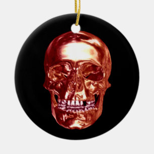 Red Chrome Skull Ornament