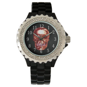 Red Chrome Skull Watch