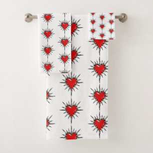 Red Chrome Spiked Heart Sigil Towel Set