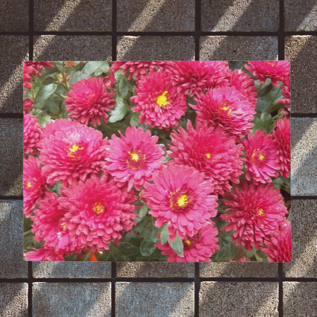 Red Chrysanthemums Floral Doormat (In Situ)