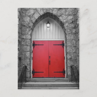Red Church Door Postcard