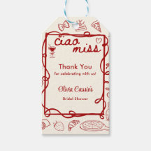 Red Ciao Miss Italian Bridal Shower Thank You