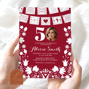 Red Cielito Lindo Adult Birthday Invitation