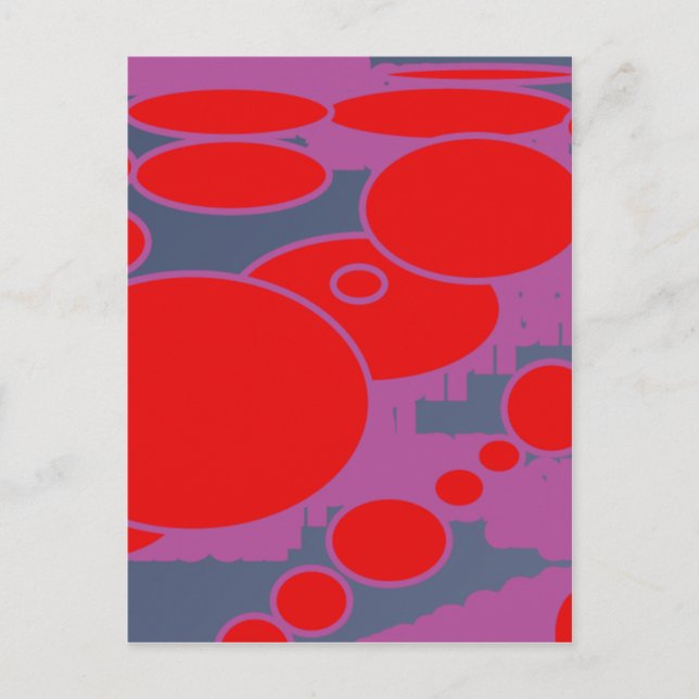 red circle and dark blue purple abstract art postcard (Front)
