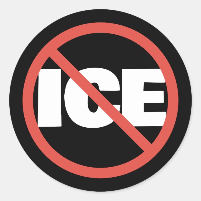 Red Circle Anti-Trump ICE Political Opinion Classic Round Sticker (Front)