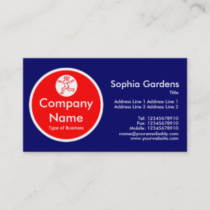 Red Circle - Dark Blue Business Card
