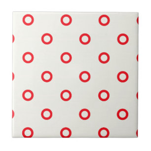 Red Circle Dot Retro Design Ceramic Tile