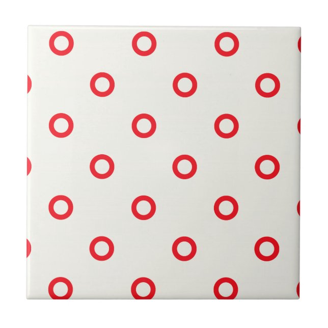 Red Circle Dot Retro Design Ceramic Tile (Front)