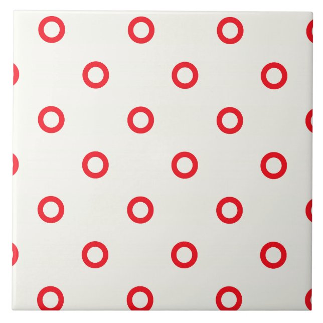 Red Circle Dot Retro Design Tile (Front)