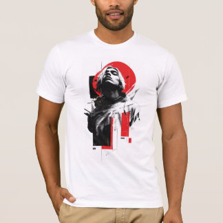 Red Circle Glitch Portrait T-Shirt