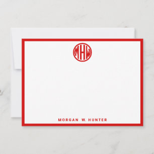 Red Circle Monogram Font DIY BG Thank You Card