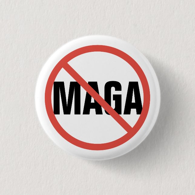 Red Circle No Sign Anti-MAGA Political Opinion 3 Cm Round Badge (Front)