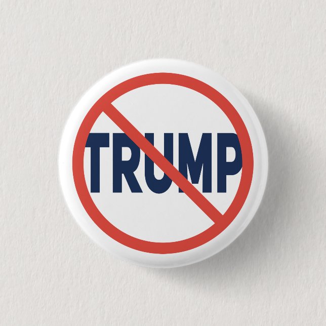 Red Circle No Sign Anti-Trump Political Opinion 3 Cm Round Badge (Front)