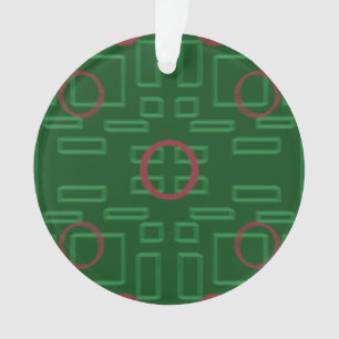 Red Circle on Green Geometric Acrylic Ornament