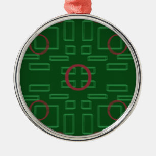 Red Circle on Green Geometric Ornament