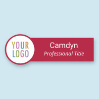 Red Circle Shaped Name Tag Custom Company Logo