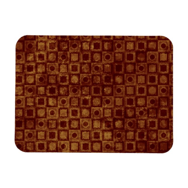 Red Circles and Squares on Gold Magnet (Horizontal)