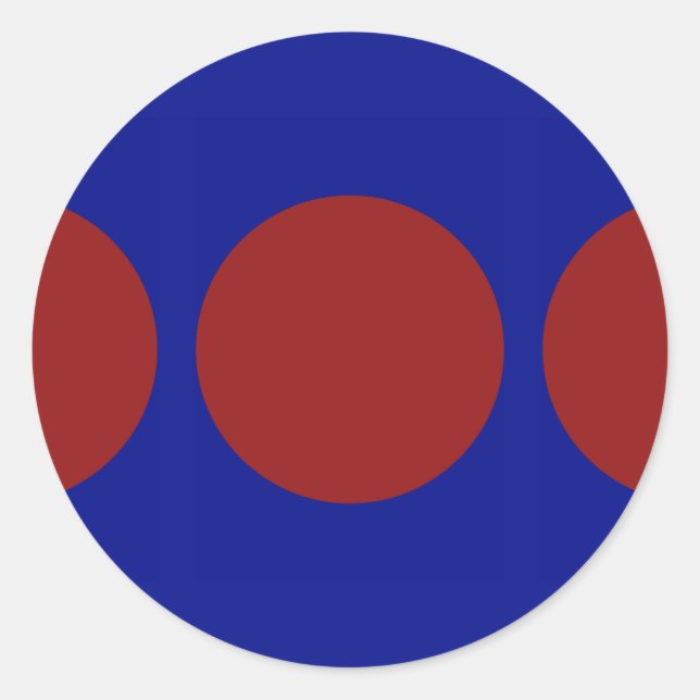 Red Circles on Blue Classic Round Sticker (Front)