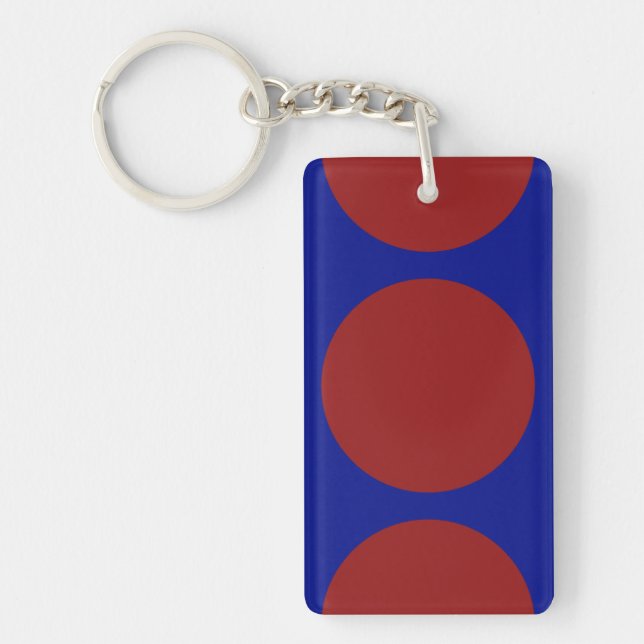 Red Circles on Blue Key Ring (Front)